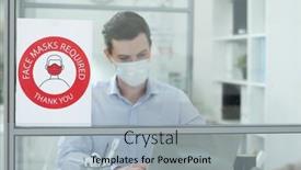  Presentation with announcement - Beautiful PPT theme featuring announcement-about-requirement-of-wearing backdrop and a light blue colored foreground