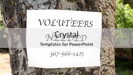  Presentation with announcement - PPT layouts having announcement with text volunteers needed background and a  colored foreground