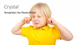  Presentation with ears - Audience pleasing slides consisting of annoyed-boy-covers-his-ears backdrop and a white colored foreground