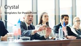  Presentation with announcement - Slide set featuring annoyed emotional handsome senior diplomat background and a white colored foreground