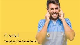  Presentation with doctor - Amazing presentation design having annoyed expression for the noise backdrop and a  colored foreground