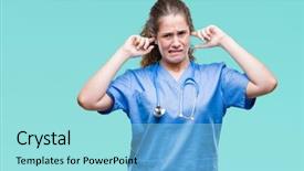  Presentation with group of three young girl - Cool new presentation design with annoyed expression for the noise backdrop and a arctic colored foreground