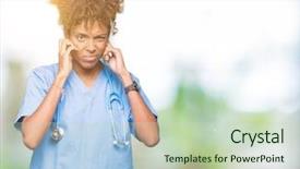  Presentation with doctor african - PPT theme featuring annoyed expression for the noise background and a  colored foreground