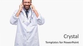  Presentation with old wite man and his music - Amazing slide deck having annoyed expression for the noise backdrop and a  colored foreground