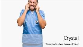  Presentation with old wite man and his music - Cool new presentation theme with annoyed expression for the noise backdrop and a  colored foreground