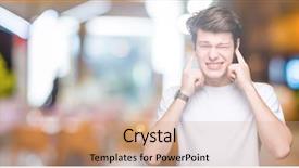  Presentation with deaf - PPT theme with annoyed expression for the noise background and a coral colored foreground