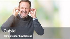  Presentation with old wite man and his music - Presentation having annoyed expression for the noise background and a dark gray colored foreground