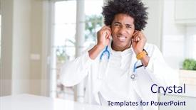  Presentation with doctor african - Slide deck featuring annoyed expression for the noise background and a  colored foreground