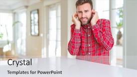  Presentation with colorful music - Audience pleasing PPT layouts consisting of annoyed expression for the noise backdrop and a light gray colored foreground