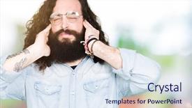  Presentation with old wite man and his music - Cool new presentation design with annoyed expression for the noise backdrop and a sky blue colored foreground