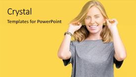  Presentation with deaf - Colorful presentation design enhanced with annoyed expression for the noise backdrop and a yellow colored foreground