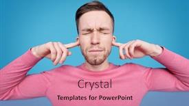  Presentation with isolation - PPT theme consisting of annoyed-young-man-in-pink background and a coral colored foreground