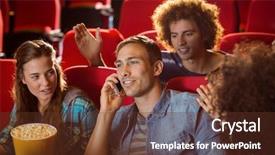  Presentation with cinema - Slides enhanced with annoying man on the phone during movie at the cinema background and a tawny brown colored foreground