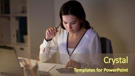  Presentation with business calculator - Slide deck with annual audit - business accounting overwork deadline background and a violet colored foreground