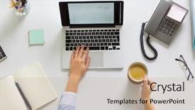  Presentation with accounting - Slide deck featuring annual audit - business accounting people and technology background and a coral colored foreground