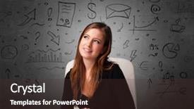  Presentation with audit - Presentation theme consisting of annual audit - young secretary with doodle multitask background and a tawny brown colored foreground