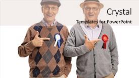  Presentation with award - Slides featuring annual awards - seniors with award ribbons pointing background and a  colored foreground