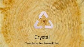  Presentation with recycle - Cool new PPT layouts with annual cycle - close-up wooden cut and paper backdrop and a yellow colored foreground