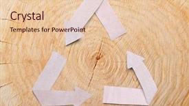  Presentation with recycle glass waste for recycling - Cool new PPT theme with annual cycle - close-up wooden cut and paper backdrop and a lemonade colored foreground