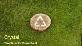  Presentation with cut - Cool new PPT theme with annual cycle - wooden cut on green grass backdrop and a tawny brown colored foreground