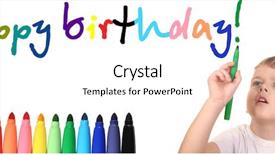  Presentation with kids birthday - Colorful slide deck enhanced with annual day celebration kids - child write happy birthday 2 backdrop and a  colored foreground