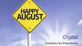  Presentation with august - Colorful theme enhanced with annual day invitation - happy august road sign backdrop and a sky blue colored foreground