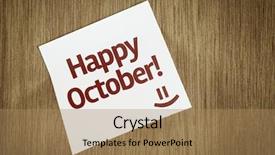  Presentation with cream gold texture paper - Presentation theme featuring annual day invitation - happy october on paper note background and a coral colored foreground