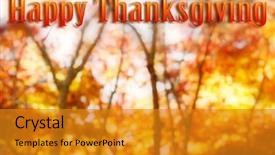  Presentation with happy thanksgiving - Slide set having annual day invitation - happy thanksgiving fall forest background and a gold colored foreground