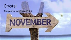  Presentation with november - Presentation having annual day invitation - november wooden sign background and a light blue colored foreground