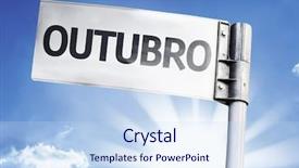  Presentation with invitation - Amazing theme having annual day invitation - october in portuguese written backdrop and a sky blue colored foreground