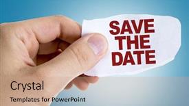  Presentation with save - Audience pleasing theme consisting of annual day invitation - save the date backdrop and a coral colored foreground