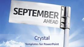  Presentation with road stop sign - Cool new presentation with annual day invitation - september ahead written backdrop and a sky blue colored foreground