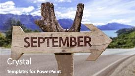  Presentation with street - Presentation with annual day invitation - september wooden sign background and a coral colored foreground