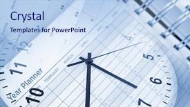  Presentation with annual meeting - PPT layouts consisting of annual meeting - clock face and calendar composite background and a light blue colored foreground
