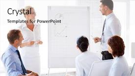  Presentation with annual meeting - Presentation theme having annual meeting - smiling business team working background and a white colored foreground