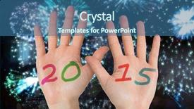  Presentation with black hands - Slide deck with annual party 2015 - hands against colourful fireworks exploding background and a  colored foreground