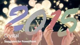  Presentation with gold black - Colorful PPT theme enhanced with annual party 2015 - hands holding poster against black backdrop and a coral colored foreground