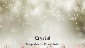  Presentation with colorful finger painted hands - Theme having annual party 2015 - painted hands with smiling faces background and a  colored foreground