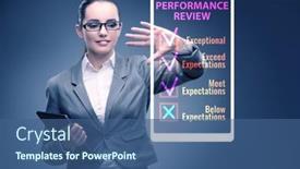  Presentation with review - Presentation theme having annual-performance-review-concept background and a ocean colored foreground