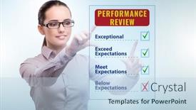  Presentation with review - PPT theme having annual-performance-review-concept background and a light blue colored foreground