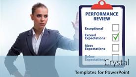  Presentation with review - Presentation theme consisting of annual-performance-review-concept background and a light blue colored foreground