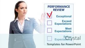  Presentation with review - PPT theme having annual-performance-review-concept background and a cool aqua colored foreground