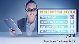  Presentation with review - Presentation design featuring annual-performance-review-concept background and a light blue colored foreground