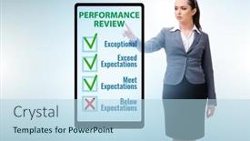  Presentation with review - Slides having annual-performance-review-concept background and a light blue colored foreground