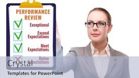  Presentation with review - Slide set with annual-performance-review-concept background and a light blue colored foreground