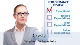  Presentation with review - PPT theme having annual-performance-review-concept background and a light blue colored foreground