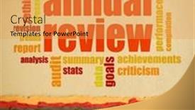  Presentation with business review - Theme featuring annual-review-word-cloud and a yellow colored foreground
