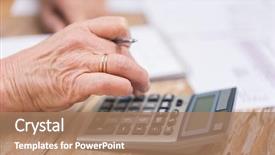  Presentation with business calculator - Cool new theme with business savings annuity insurance age backdrop and a coral colored foreground