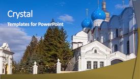  Presentation with world heritage - Beautiful slide deck featuring annunciation cathedral in kazan kremlin backdrop and a teal colored foreground