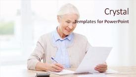  Presentation with business calculator - Theme having annunity - business savings annuity insurance age background and a  colored foreground